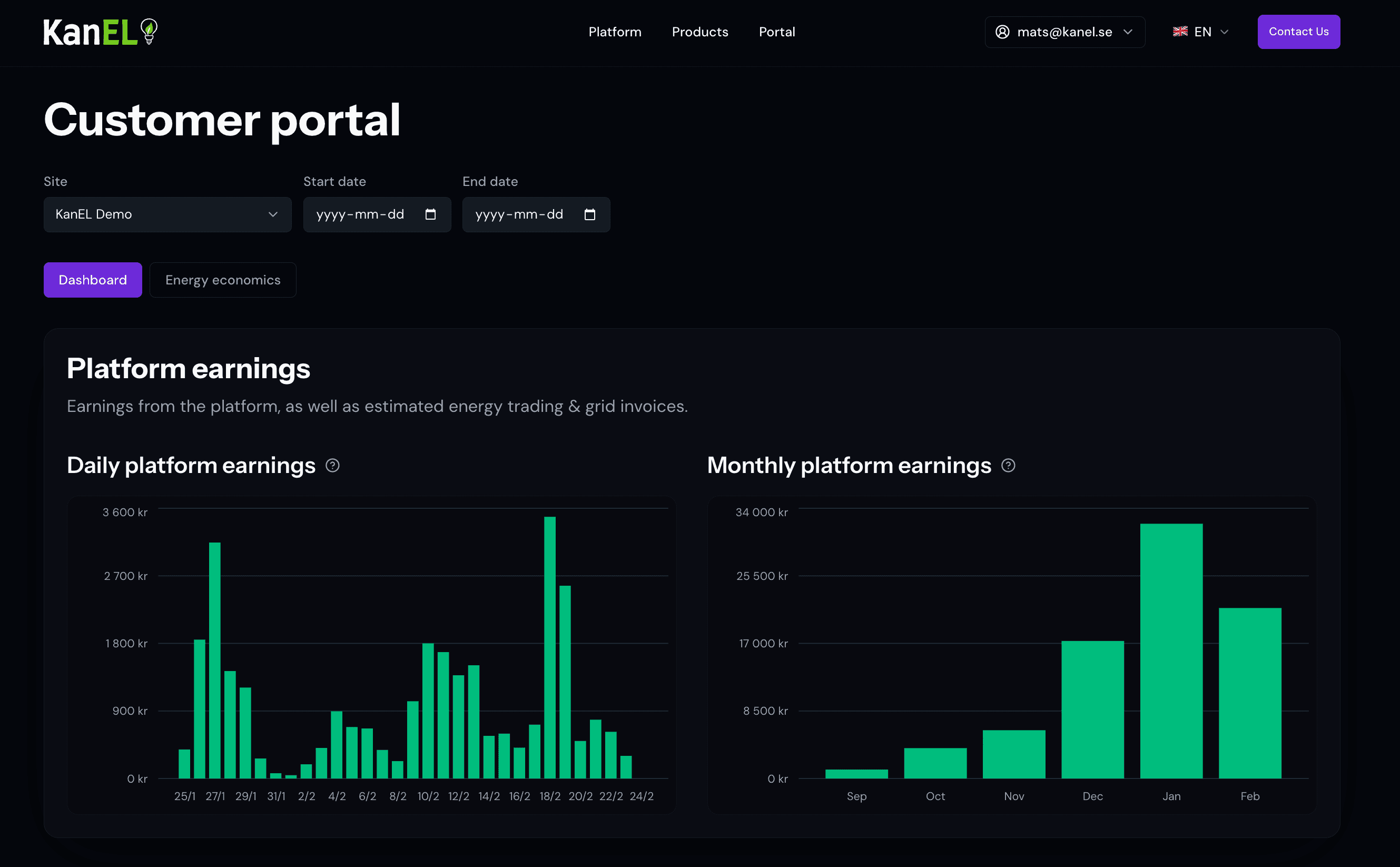 KanEL customer portal shown on a laptop